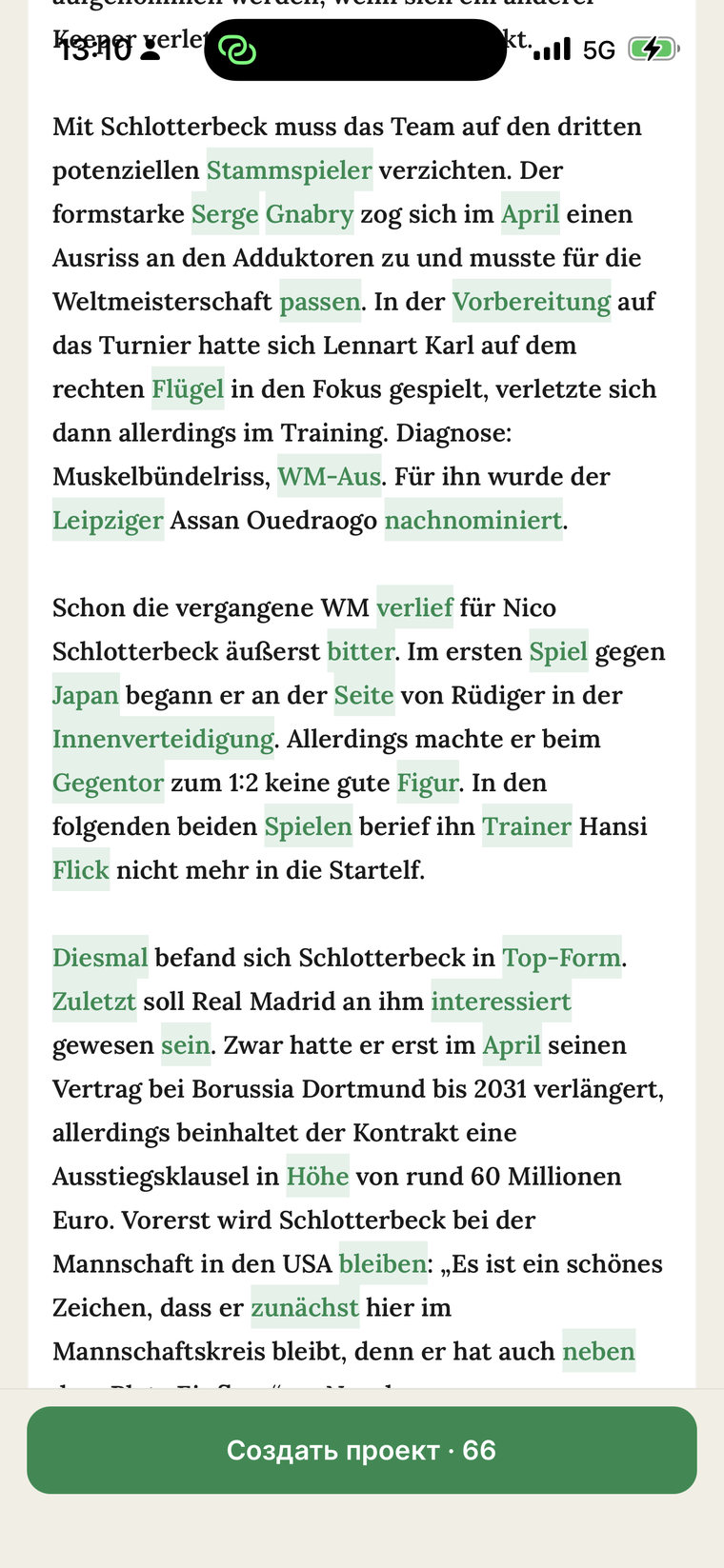 Celý rozpoznaný text – nalezená slova jsou zvýrazněna